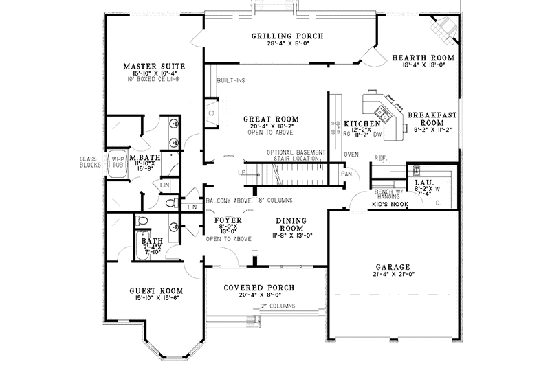 Home Plan - Floor Plan - Main Floor for Traditional House Plan #17-3125 - 4 bed, 3 bath