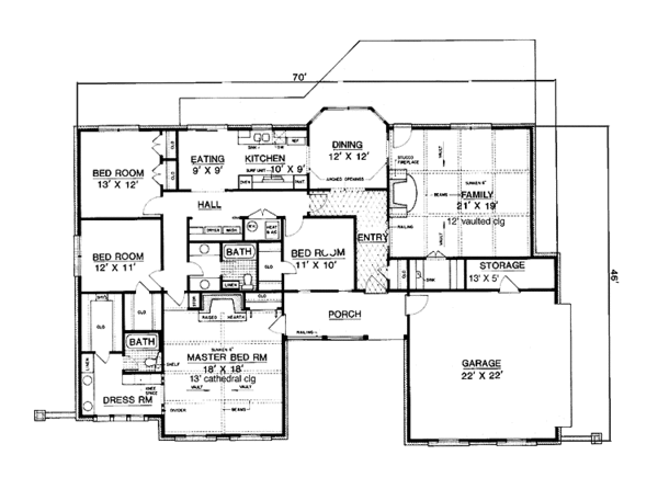 Architectural House Design - Country Floor Plan - Main Floor Plan #45-472