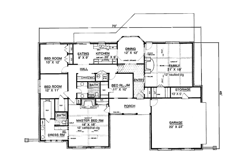 Home Plan - Floor Plan - Main Floor for Country House Plan #45-472 - 4 bed, 2 bath