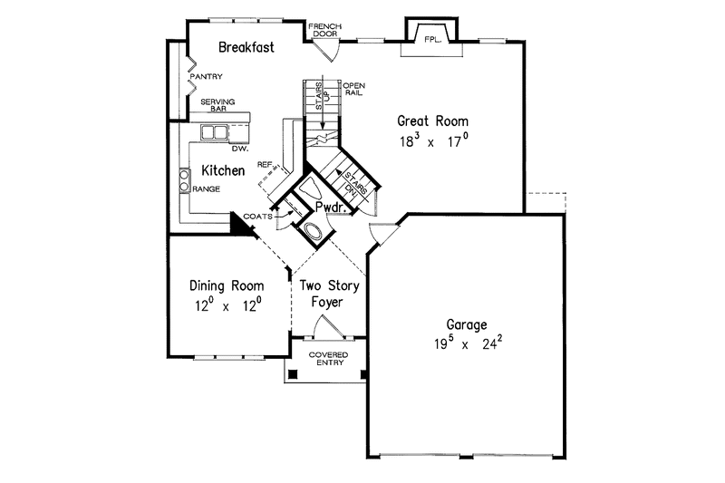 Home Plan - Floor Plan - Main Floor for Colonial House Plan #927-700 - 3 bed, 2.5 bath