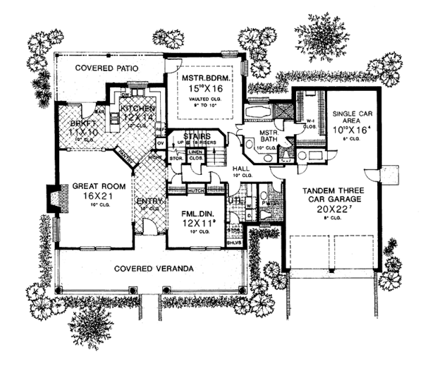 Architectural House Design - Country Floor Plan - Main Floor Plan #310-1146