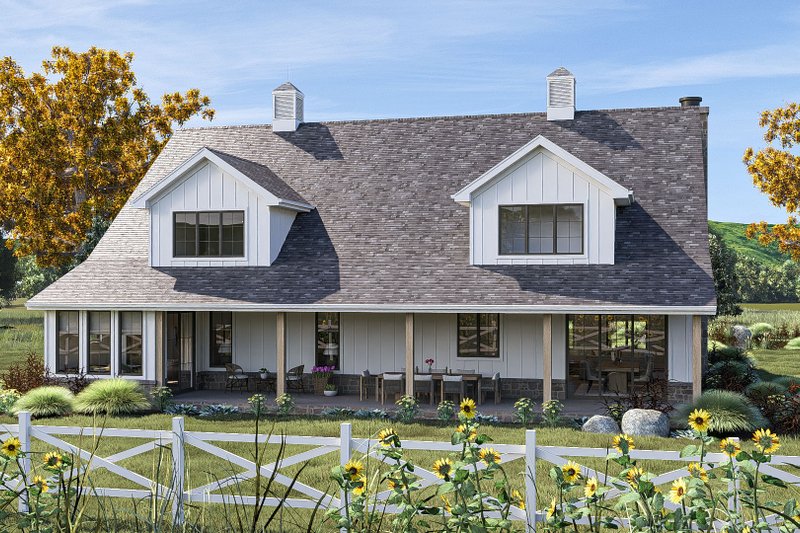 House Design - Exterior - Rear Elevation for Farmhouse House Plan #455-359 - 4 bed, 3.5 bath