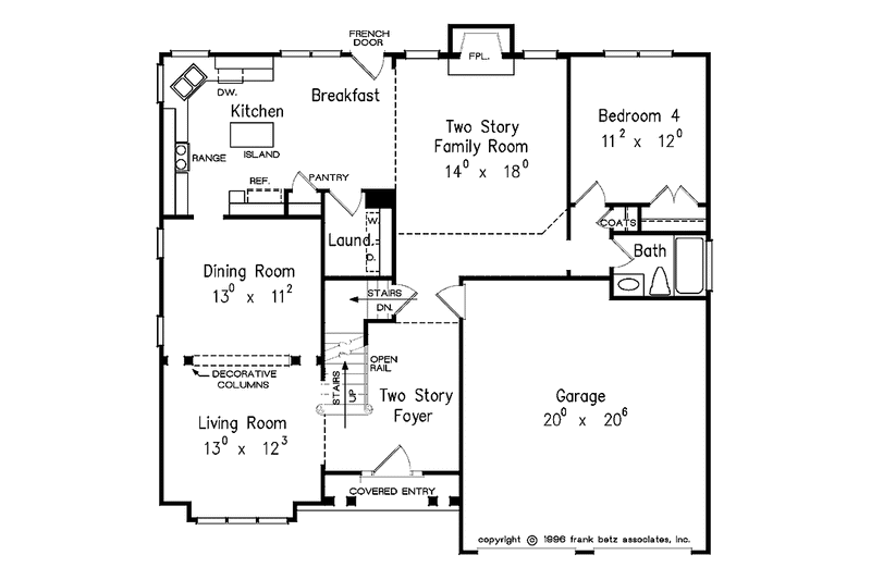 House Blueprint - Floor Plan - Main Floor for Traditional House Plan #927-100 - 4 bed, 3 bath