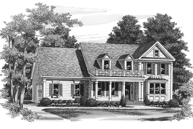 House Blueprint - Exterior - Front Elevation 3 for Colonial House Plan #927-844 - 4 bed, 3.5 bath