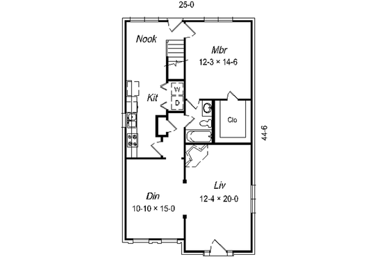 Floor Plan - Main Floor for Colonial House Plan #329-209 - 3 bed, 2 bath