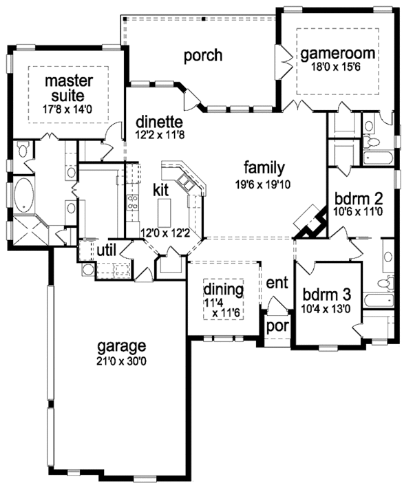 House Design - Traditional Floor Plan - Main Floor Plan #84-693