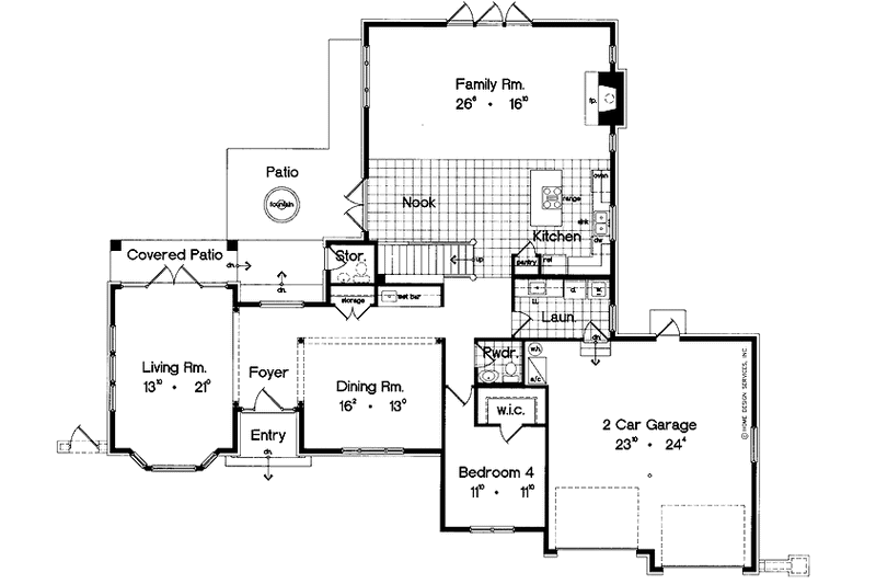 Home Plan - Floor Plan - Main Floor for European House Plan #417-710 - 4 bed, 2.5 bath