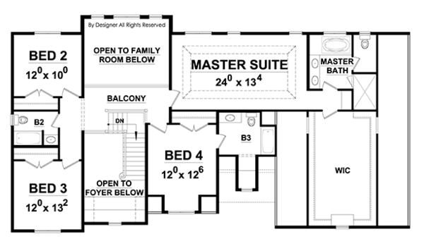 House Plan Design - European Floor Plan - Upper Floor Plan #20-2247