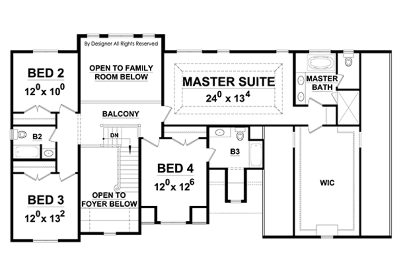 Architectural House Design - Floor Plan - Upper Floor for European House Plan #20-2247 - 4 bed, 3.5 bath
