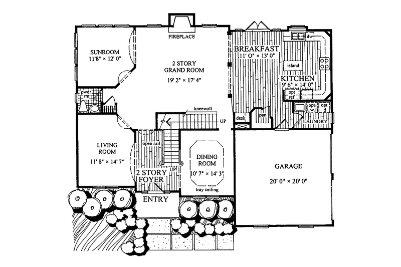 Home Plan - Floor Plan - Main Floor for Colonial House Plan #54-247 - 4 bed, 4.5 bath