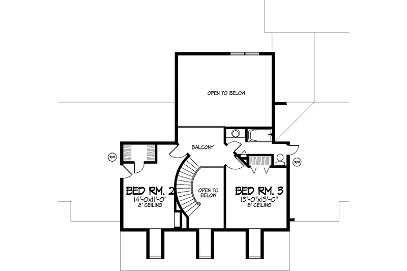 Home Plan - Floor Plan - Upper Floor for Country House Plan #320-1476 - 3 bed, 2.5 bath