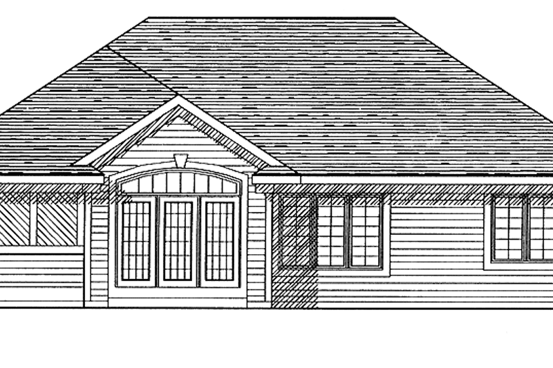Dream House Plan - Exterior - Rear Elevation for Ranch House Plan #70-1329 - 3 bed, 2 bath