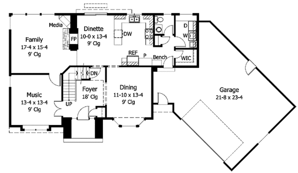 Home Plan - Tudor Floor Plan - Main Floor Plan #51-839