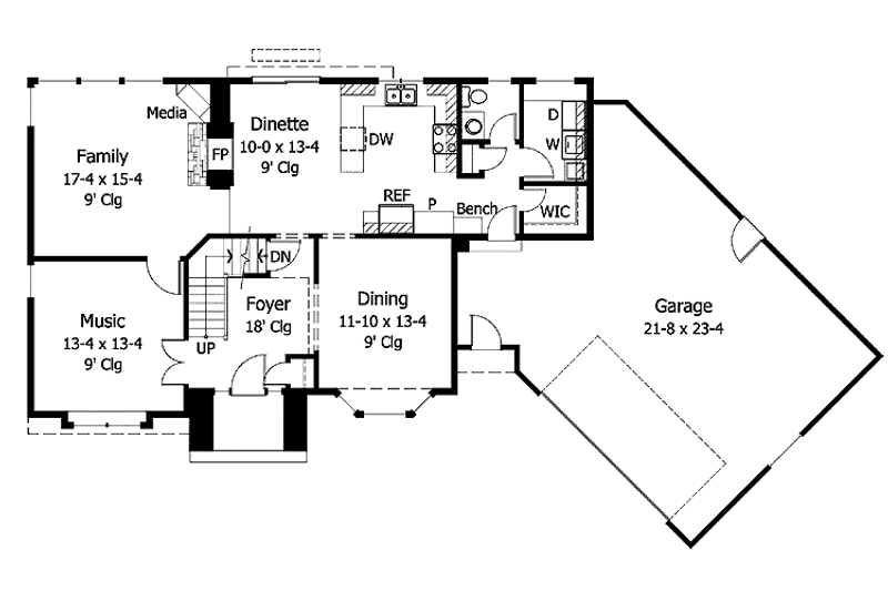 House Blueprint - Floor Plan - Main Floor for Tudor House Plan #51-839 - 2 bed, 2.5 bath