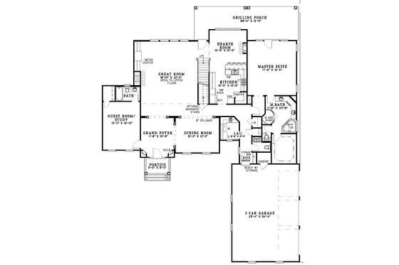 Floor Plan - Main Floor for Colonial House Plan #17-3065 - 5 bed, 3.5 bath
