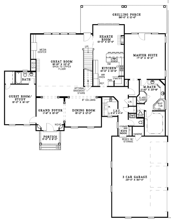 Home Plan - Colonial Floor Plan - Main Floor Plan #17-3065