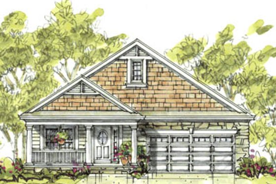 Exterior - Front Elevation 7 for Cottage House Plan #20-1206 - 2 bed, 2 bath