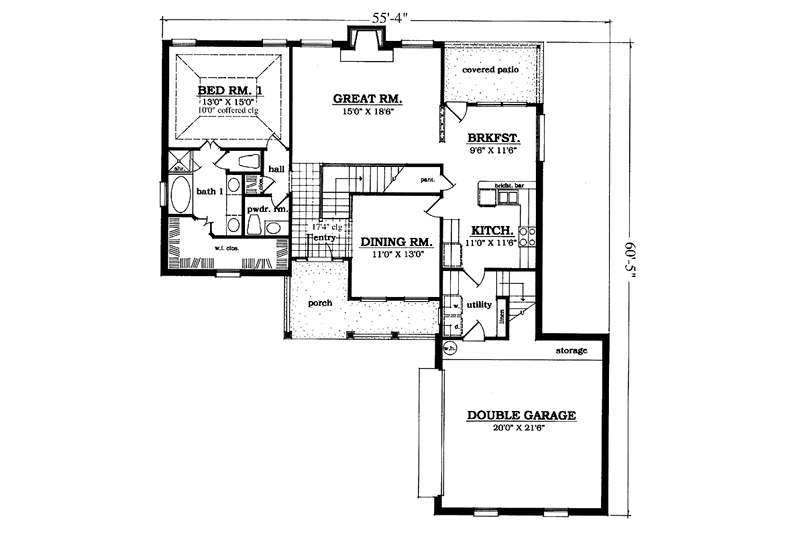 Dream House Plan - Floor Plan - Main Floor for Country House Plan #42-629 - 4 bed, 2.5 bath
