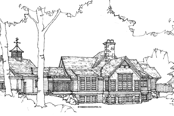 Exterior - Rear Elevation 2 for Country House Plan #928-73 - 4 bed, 4 bath