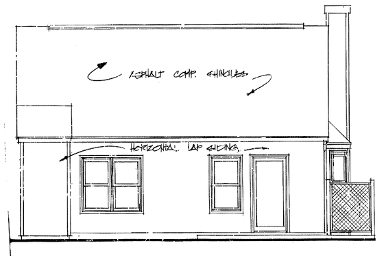 Exterior - Rear Elevation for Cottage House Plan #30-258 - 2 bed, 2 bath
