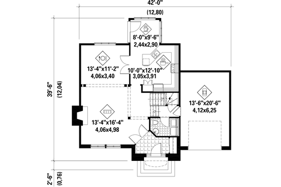 Floor Plan - Main Floor for European House Plan #25-4862 - 3 bed, 1 bath