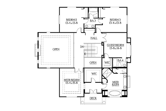 Floor Plan - Upper Floor for European House Plan #132-453 - 4 bed, 4 bath