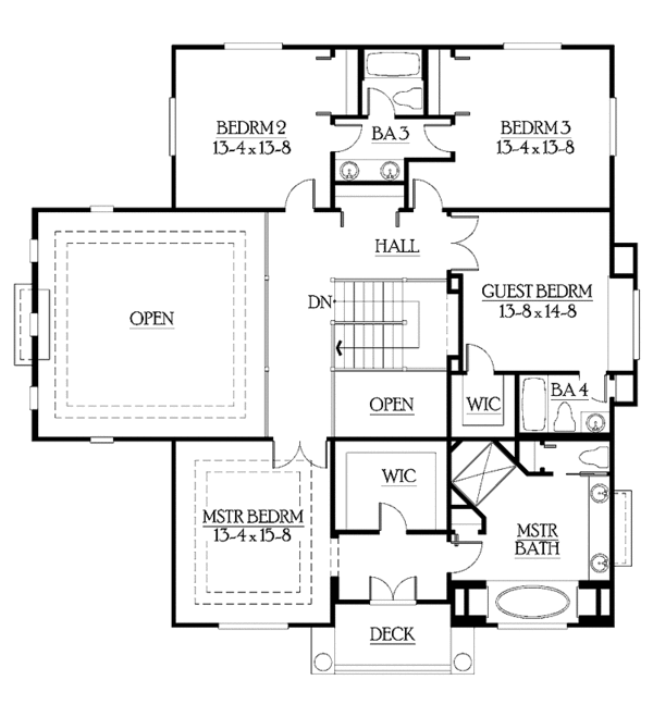 Architectural House Design - European Floor Plan - Upper Floor Plan #132-453