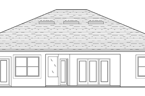 Exterior - Rear Elevation for Adobe / Southwestern House Plan #1058-134 - 3 bed, 3 bath