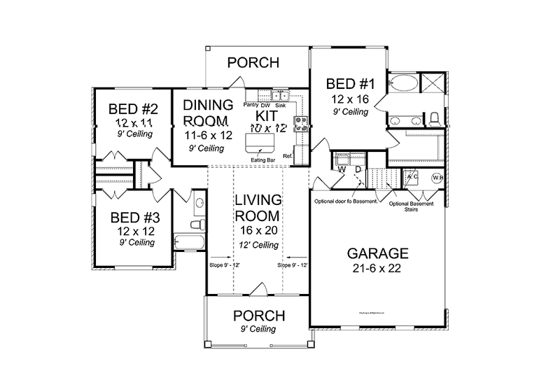 House Plan Design - Floor Plan - Main Floor for Traditional House Plan #513-2149 - 3 bed, 2 bath