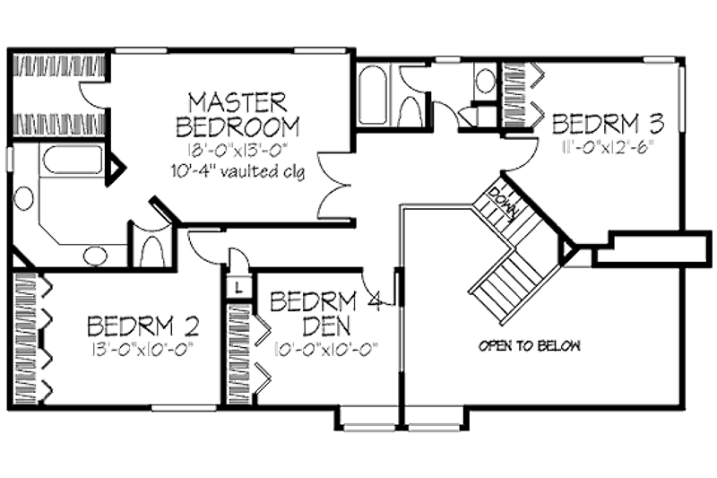 Home Plan - Floor Plan - Upper Floor for Country House Plan #320-442 - 3 bed, 2.5 bath