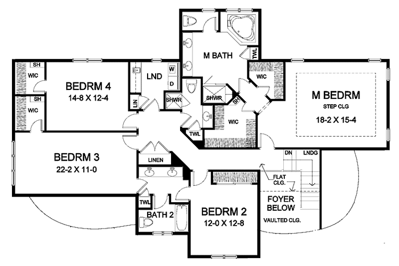 House Design - Floor Plan - Upper Floor for Traditional House Plan #328-374 - 4 bed, 3.5 bath