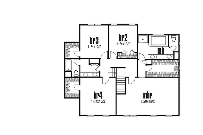 Dream House Plan - Floor Plan - Upper Floor for Traditional House Plan #435-8 - 4 bed, 2.5 bath