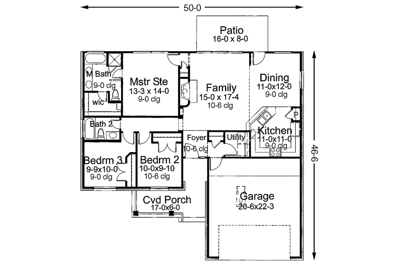 Dream House Plan - Floor Plan - Main Floor for Country House Plan #120-206 - 3 bed, 2 bath