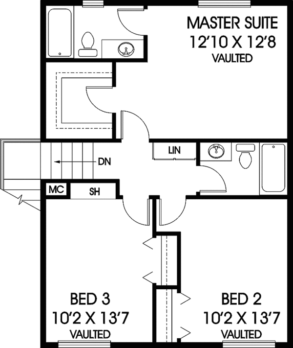 House Design - Traditional Floor Plan - Upper Floor Plan #60-1037