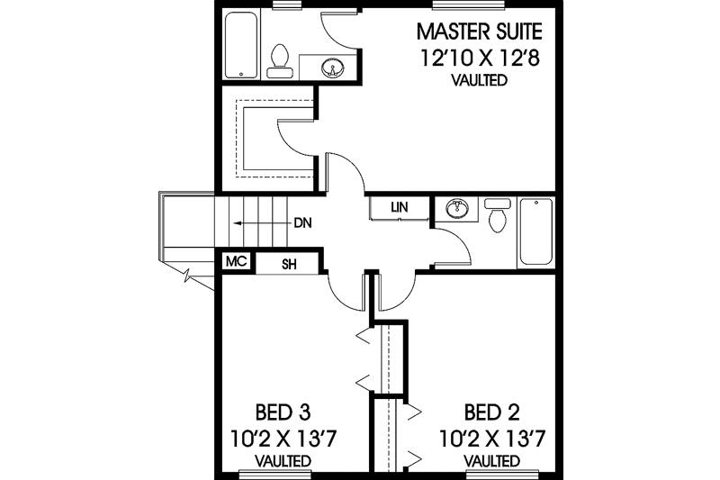 Home Plan - Floor Plan - Upper Floor for Traditional House Plan #60-1037 - 3 bed, 2.5 bath
