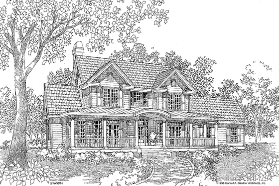 Exterior - Front Elevation 3 for Farmhouse House Plan #929-297 - 4 bed, 2.5 bath