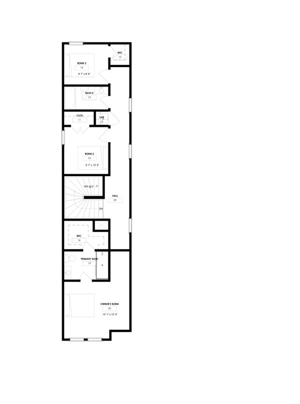 House Blueprint - Floor Plan - Upper Floor for Modern House Plan #1129-27 - 3 bed, 2.5 bath