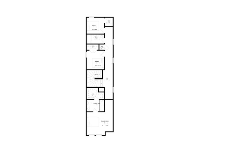 House Blueprint - Floor Plan - Upper Floor for Modern House Plan #1129-27 - 3 bed, 2.5 bath