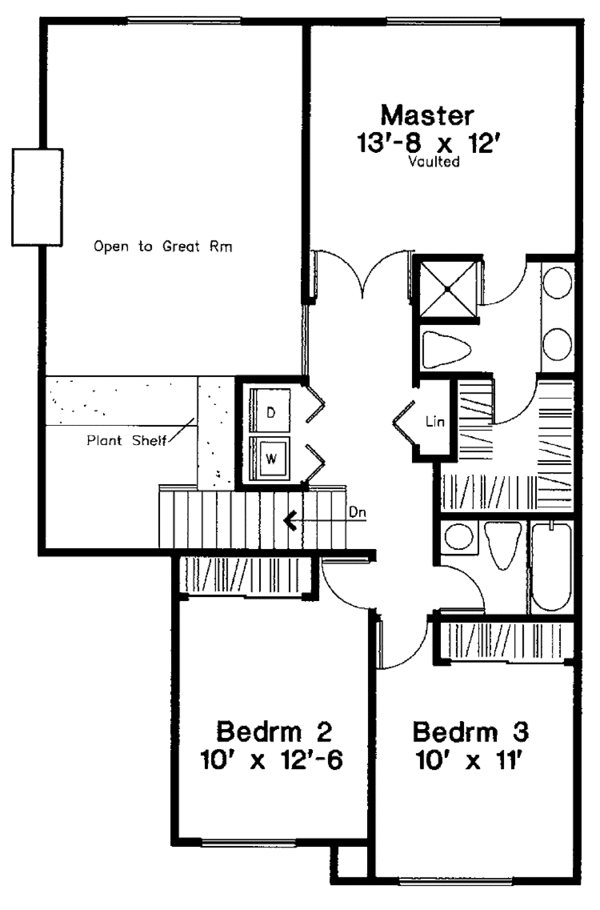 Dream House Plan - Country Floor Plan - Upper Floor Plan #300-109