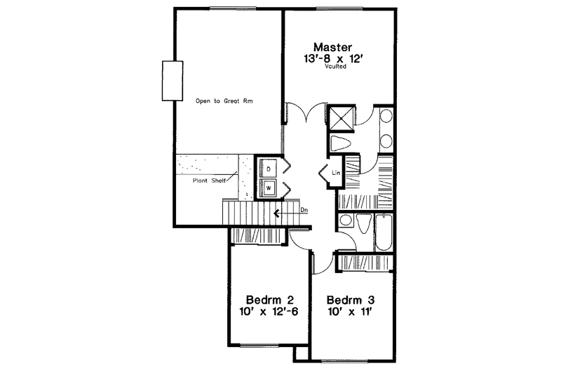 Dream House Plan - Floor Plan - Upper Floor for Country House Plan #300-109 - 3 bed, 2.5 bath