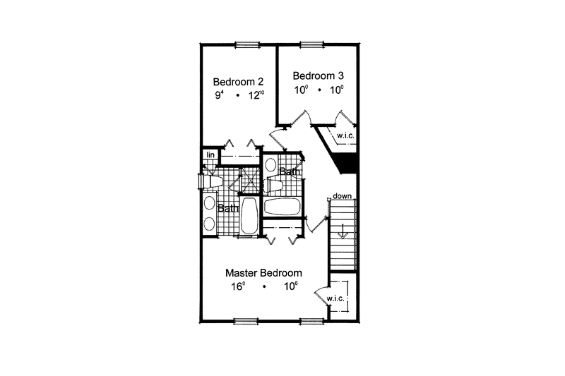 Home Plan - Floor Plan - Upper Floor for Colonial House Plan #417-726 - 3 bed, 2.5 bath