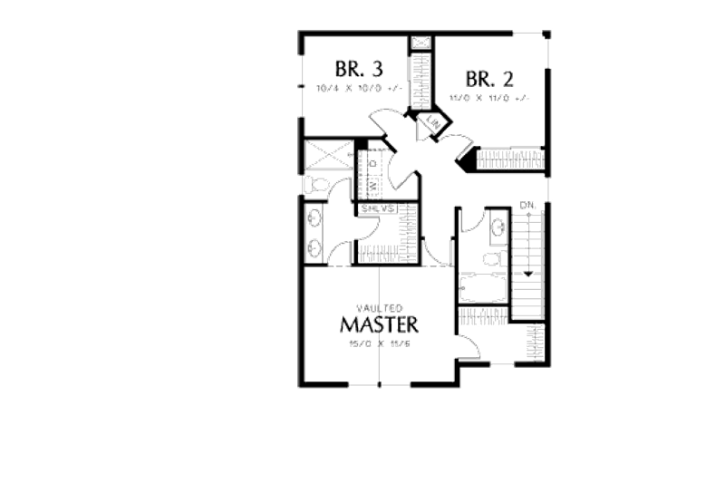 House Design - Floor Plan - Upper Floor for Craftsman House Plan #48-493 - 3 bed, 2.5 bath