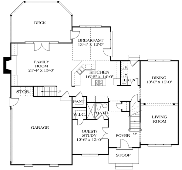 Home Plan - Colonial Floor Plan - Main Floor Plan #453-175