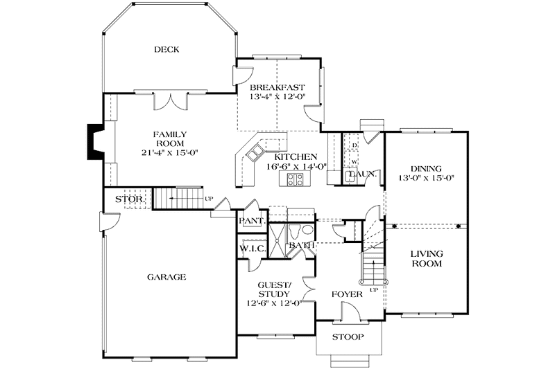 Architectural House Design - Floor Plan - Main Floor for Colonial House Plan #453-175 - 5 bed, 4 bath