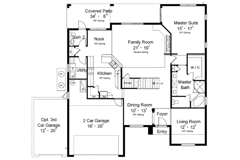 Architectural House Design - Floor Plan - Main Floor for Contemporary House Plan #1015-50 - 4 bed, 3 bath