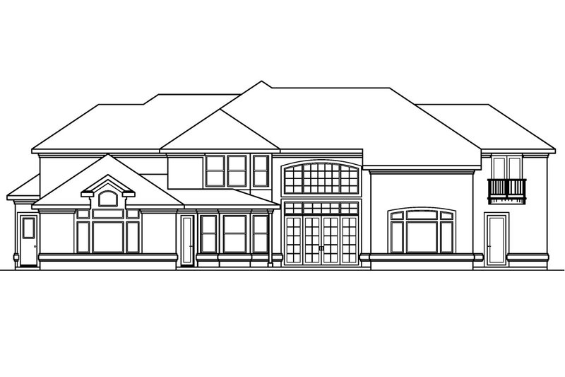 Home Plan - Exterior - Rear Elevation for Mediterranean House Plan #124-350 - 4 bed, 4.5 bath