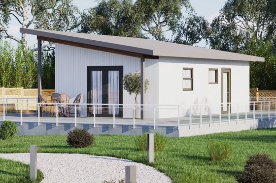 Exterior - Front Elevation for Modern House Plan #1106-72 - 1 bed, 1 bath