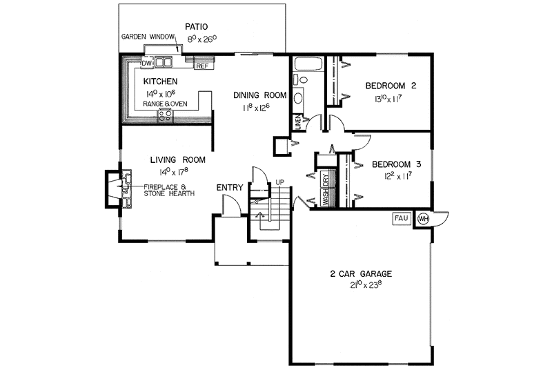 Dream House Plan - Floor Plan - Main Floor for Contemporary House Plan #60-820 - 3 bed, 2 bath
