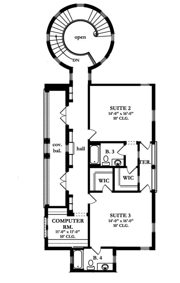 House Blueprint - Mediterranean Floor Plan - Upper Floor Plan #1058-12