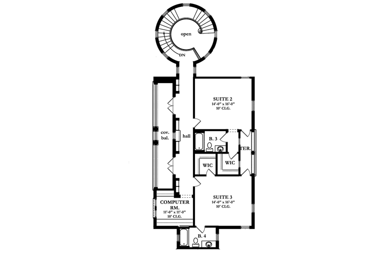 House Design - Floor Plan - Upper Floor for Mediterranean House Plan #1058-12 - 4 bed, 4.5 bath